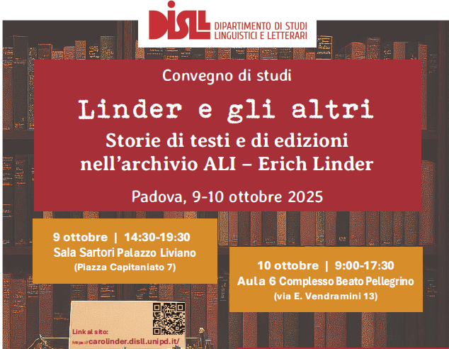 Convegno &quot;Linder e gli altri. Storie di testi e di edizioni nell&#039;archivio ALI - Erich Linder&quot;